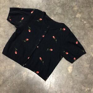 Women's XXL Black Floral Y2K Cardigan